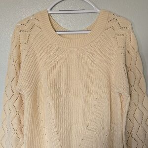 Amazon | Cream Crew Neck Knit Sweater Size Large